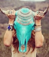 ibiza-spirit schedel skull waterbuffel bohomian gypsy hippie decoratie